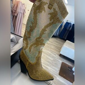 Cape Robbin Gold Rhinestone Heeled Boots